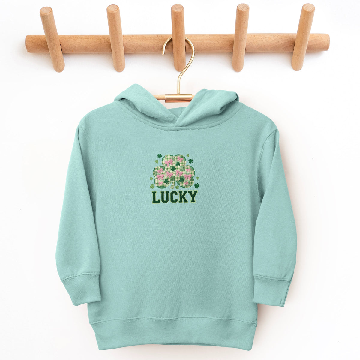 Lucky Varsity Coquette Patchwork Print - Toddler Hoodie