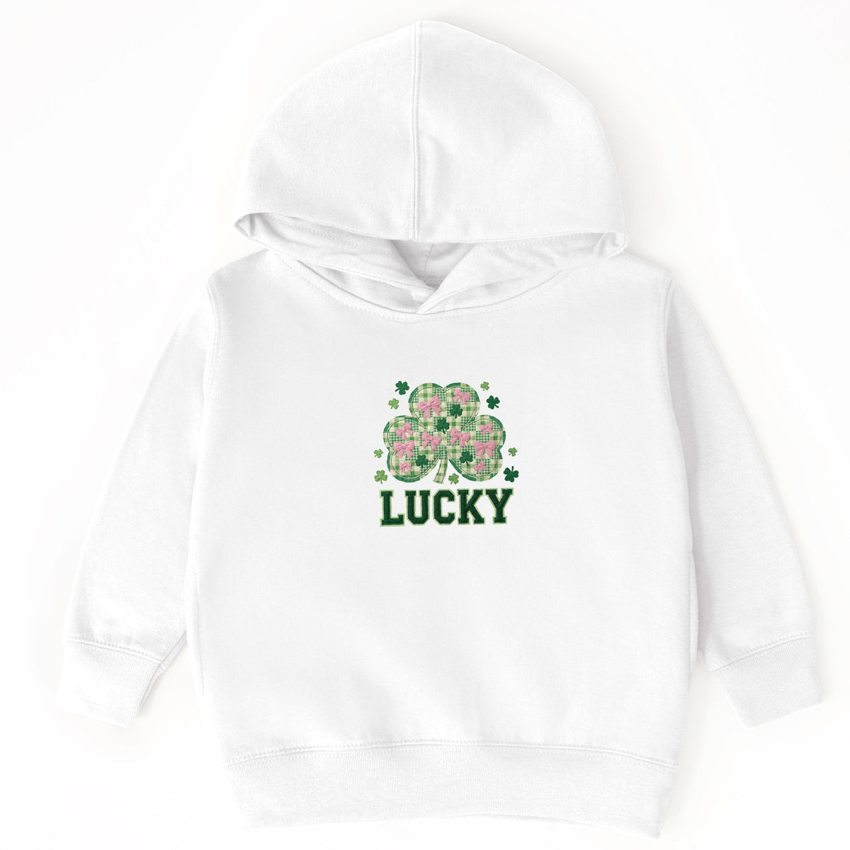 Lucky Varsity Coquette Patchwork Print - Toddler Hoodie
