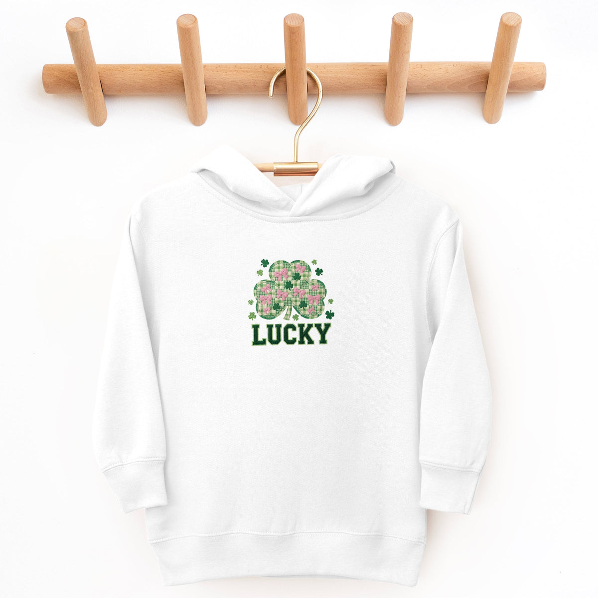 Lucky Varsity Coquette Patchwork Print - Toddler Hoodie