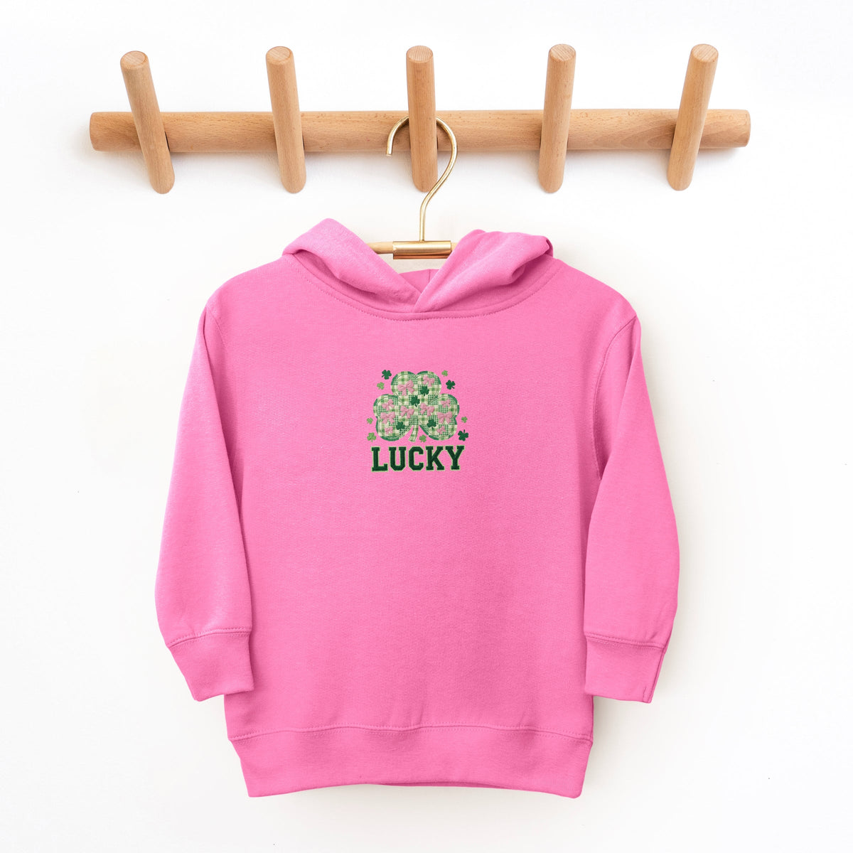 Lucky Varsity Coquette Patchwork Print - Toddler Hoodie