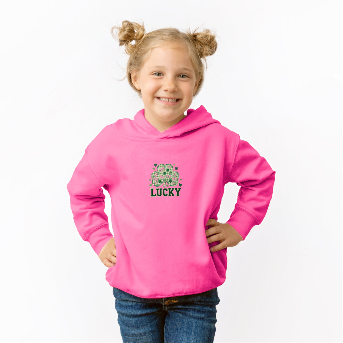Lucky Varsity Coquette Patchwork Print - Toddler Hoodie