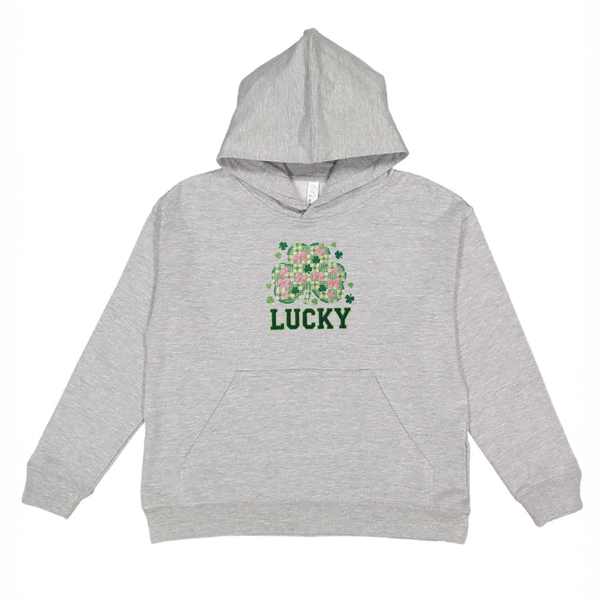 Lucky Varsity Coquette Patchwork Print - Youth Graphic Hoodie