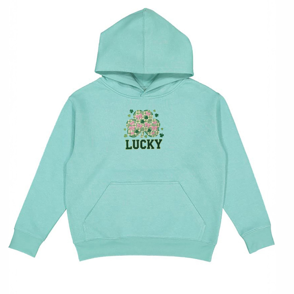 Lucky Varsity Coquette Patchwork Print - Youth Graphic Hoodie