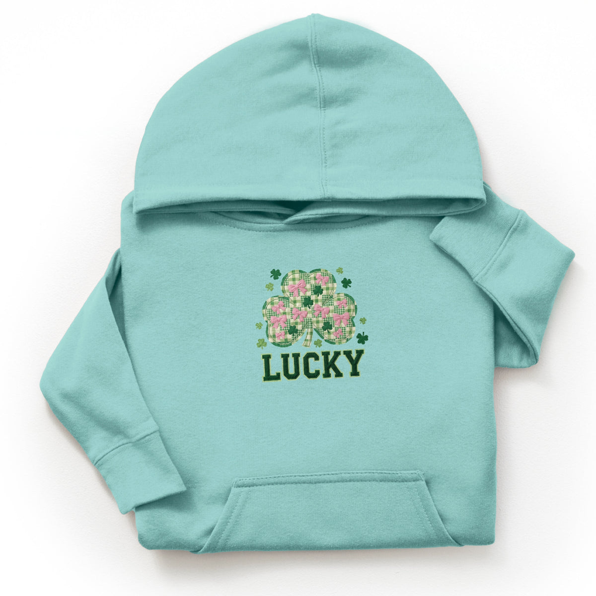 Lucky Varsity Coquette Patchwork Print - Youth Graphic Hoodie