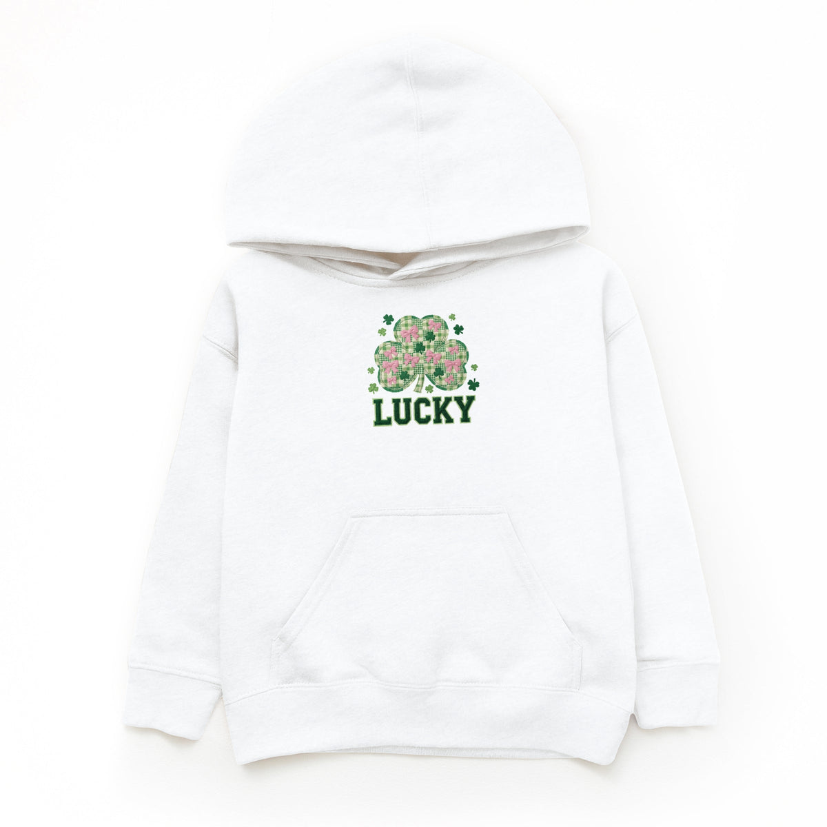 Lucky Varsity Coquette Patchwork Print - Youth Graphic Hoodie