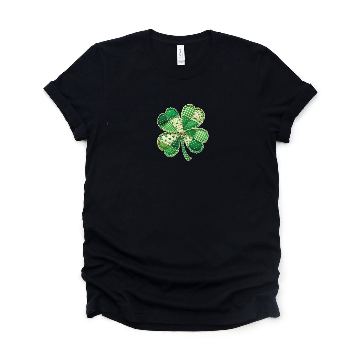 Four Leaf Clover Patchwork Print - Women's Short Sleeve Graphic T-Shirt