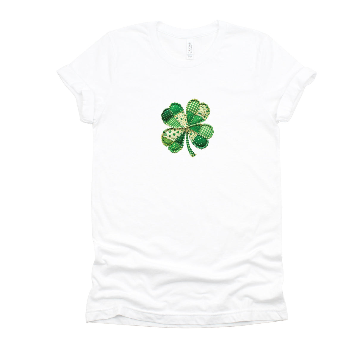 Four Leaf Clover Patchwork Print - Women's Short Sleeve Graphic T-Shirt