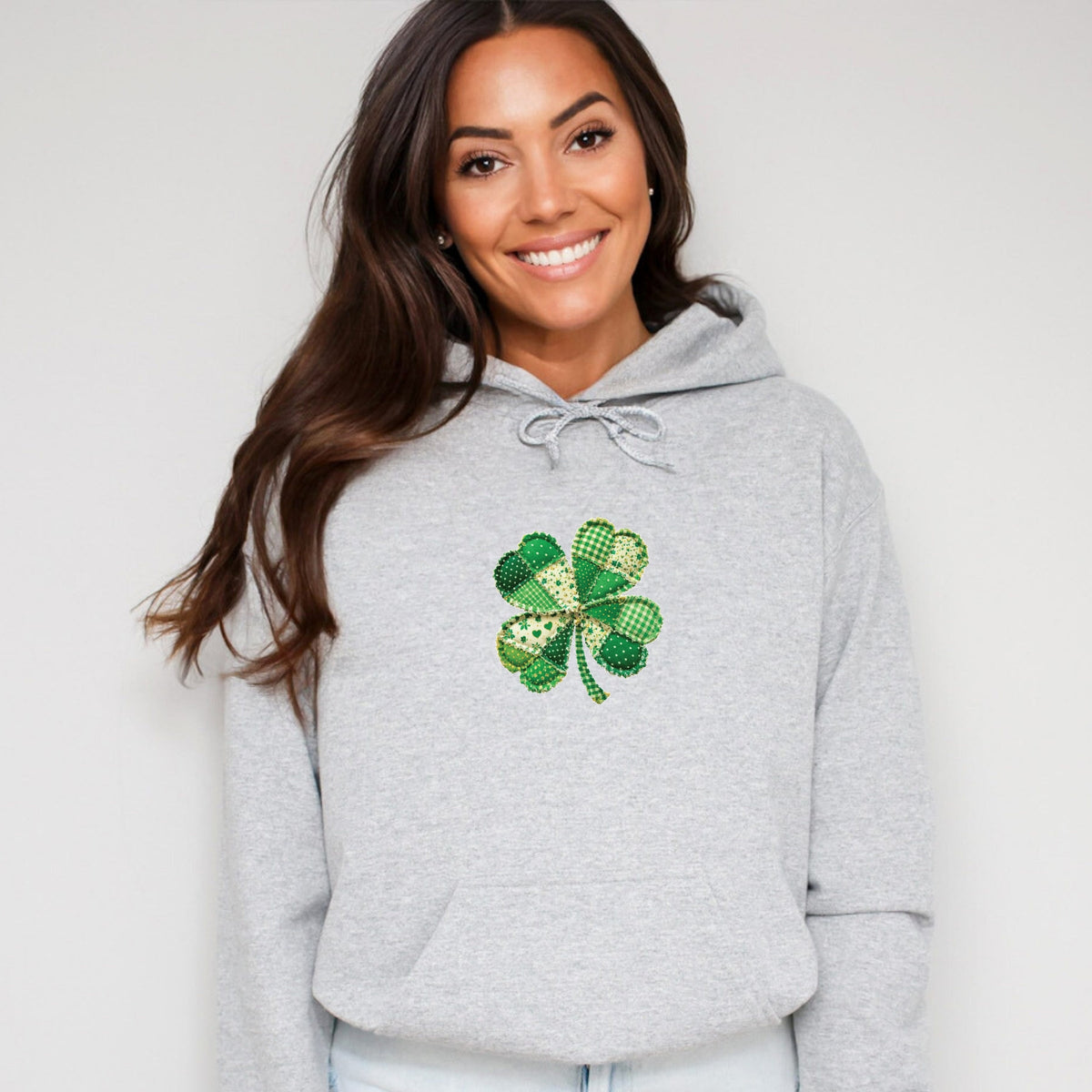Four Leaf Clover Patchwork Print - Women's Graphic Hoodie
