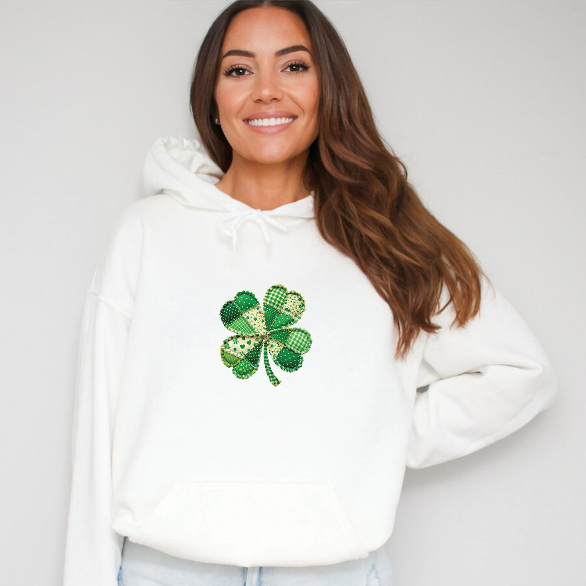 Four Leaf Clover Patchwork Print - Women's Graphic Hoodie