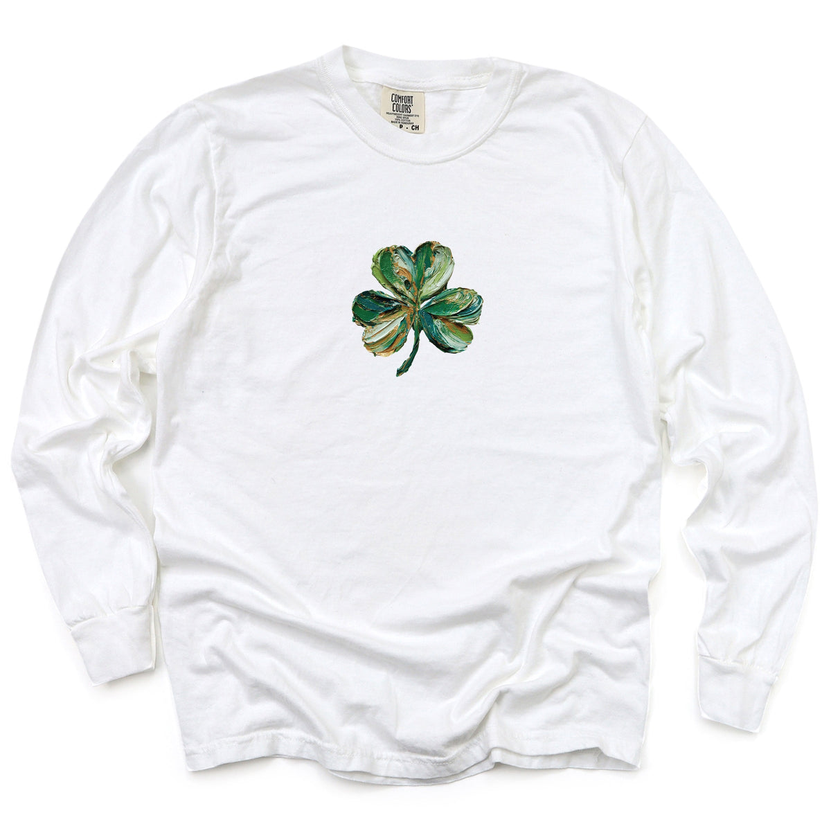 Clover Paint Print - Women's Garment Dyed Long Sleeve Graphic T-Shirt
