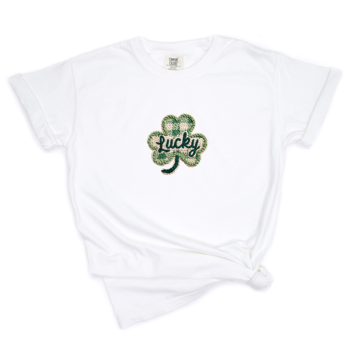 Lucky Clover Yarn Print - Women's Garment Dyed Graphic T-Shirt
