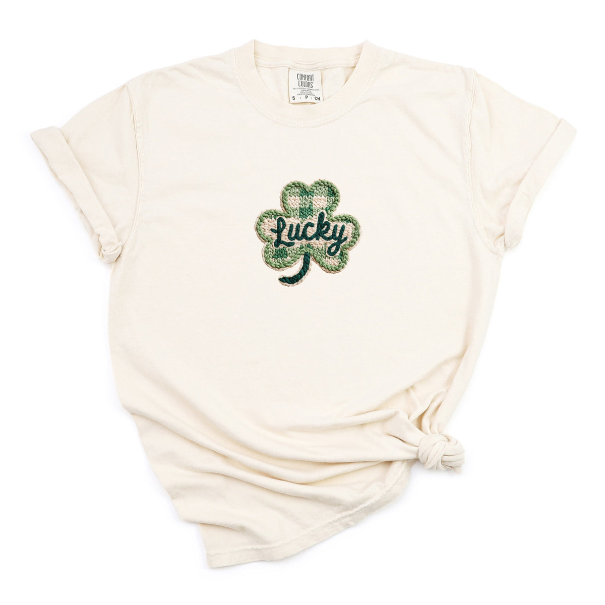 Lucky Clover Yarn Print - Women's Garment Dyed Graphic T-Shirt
