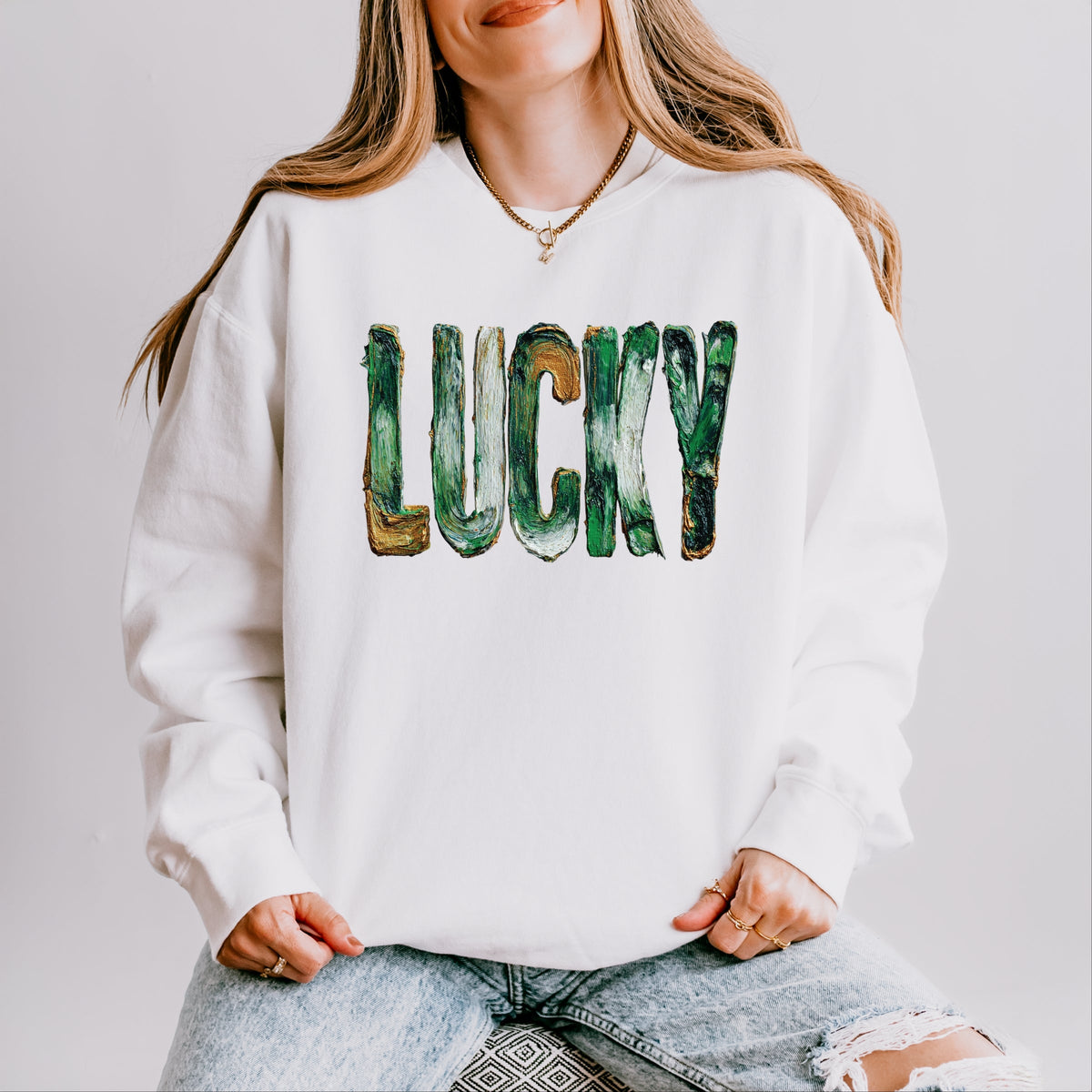 Lucky Paint Print - Women's Lightweight Garment Dyed Sweatshirt