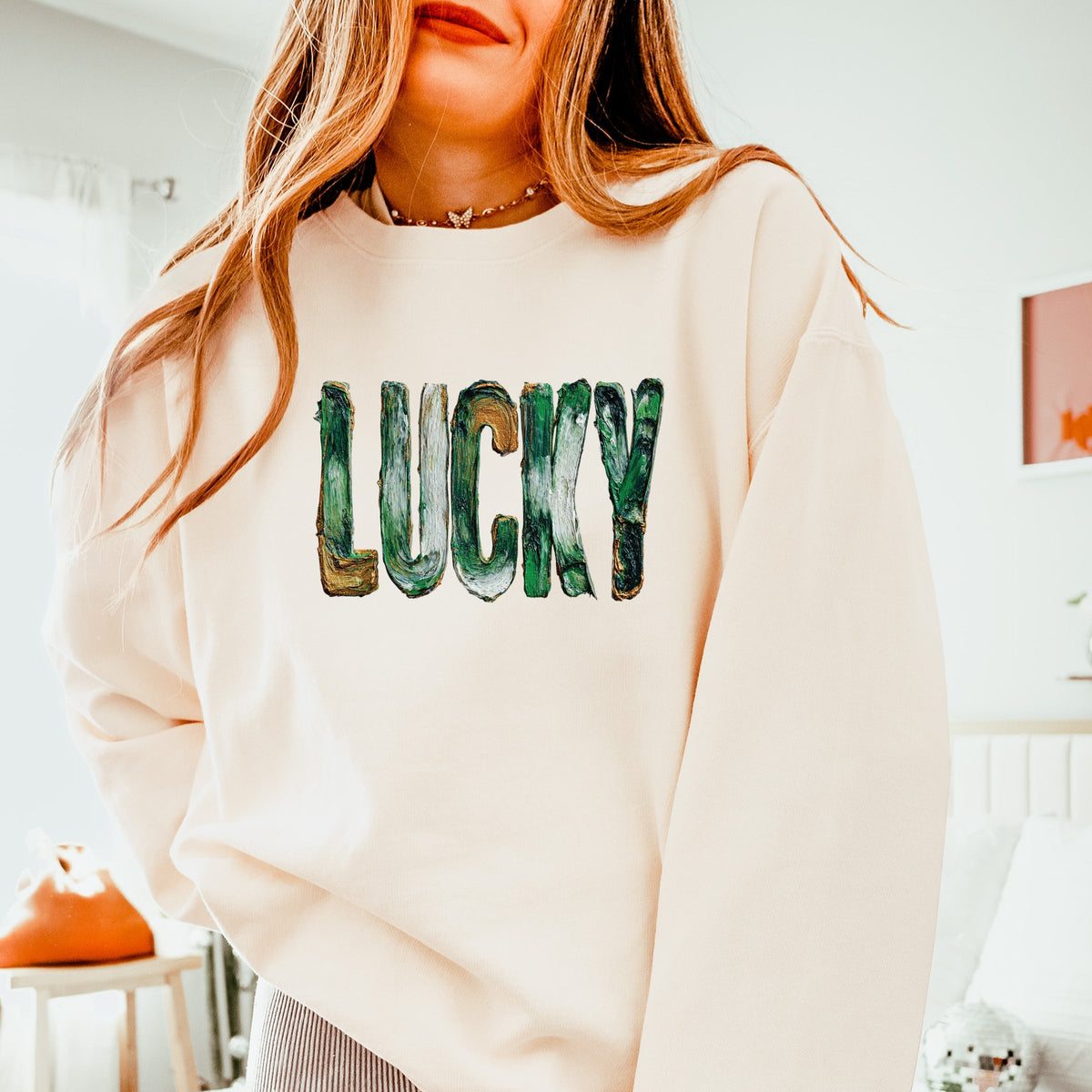 Lucky Paint Print - Women's Lightweight Garment Dyed Sweatshirt