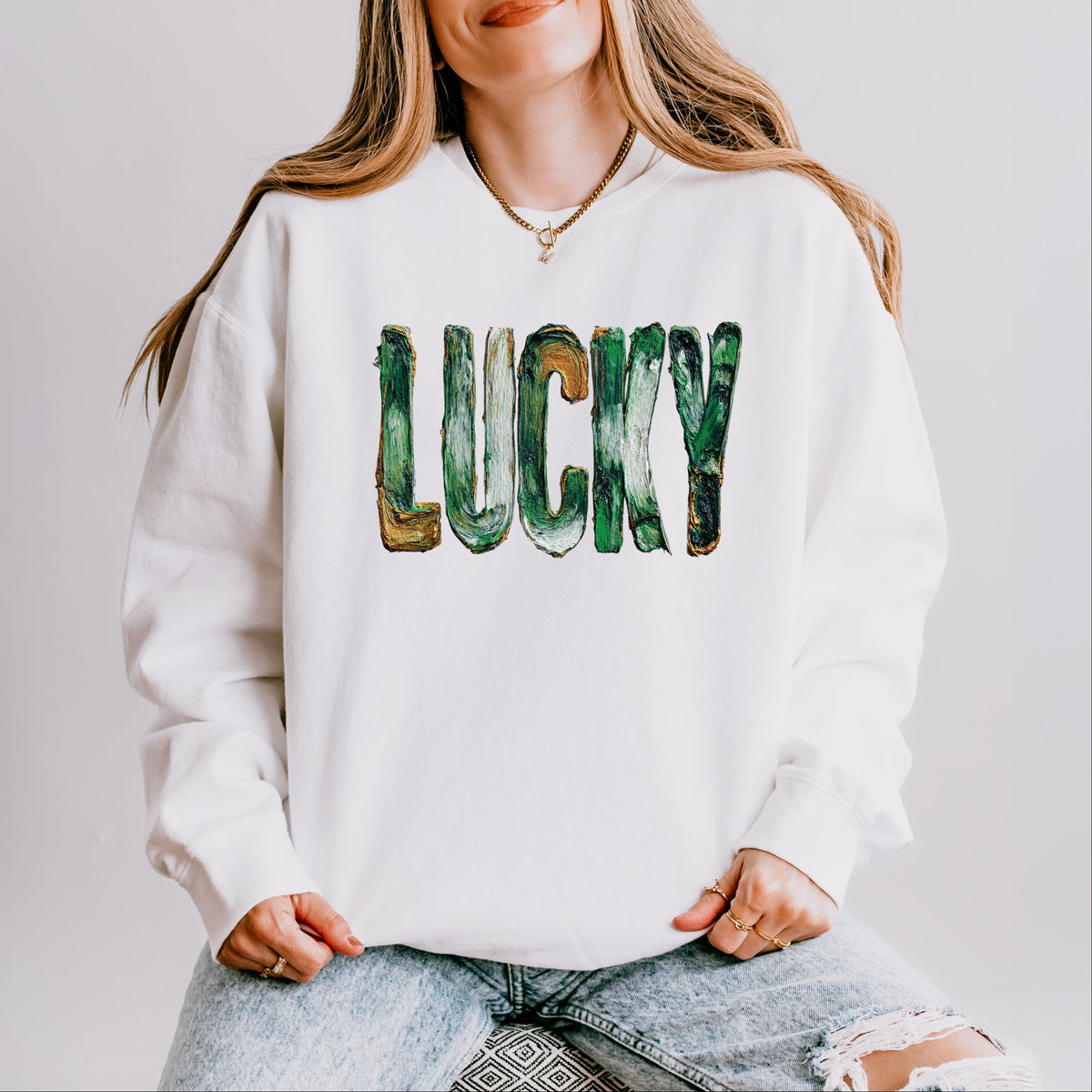 Lucky Paint Print - Women's Lightweight Garment Dyed Sweatshirt