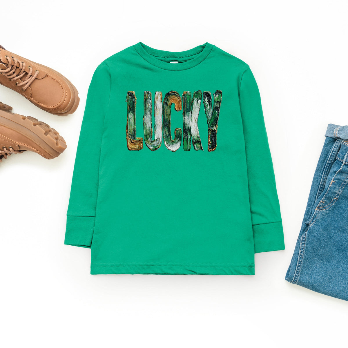 Lucky Paint Print - Youth Long Sleeve Graphic T-Shirt