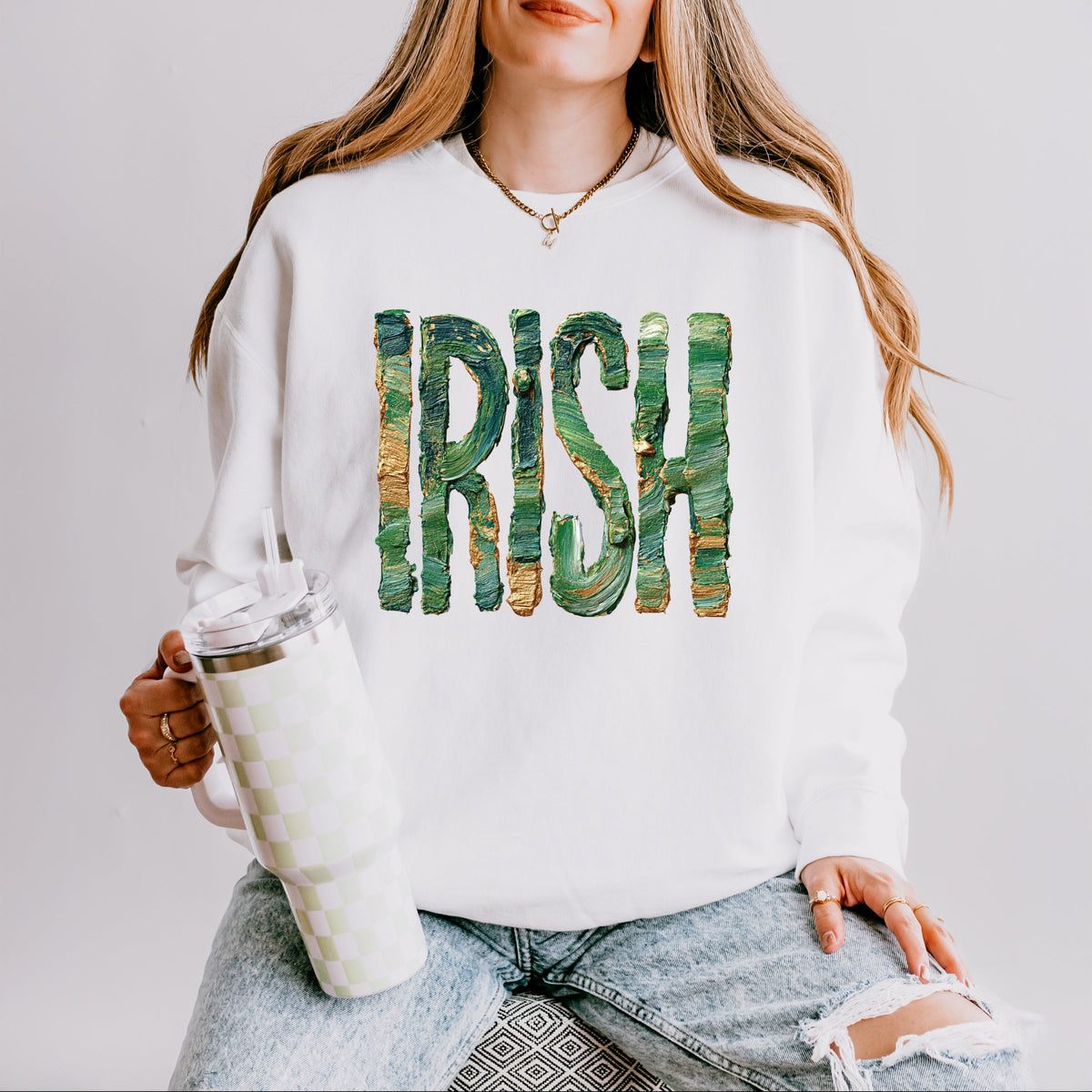 Irish Paint Print - Women's Lightweight Garment Dyed Sweatshirt