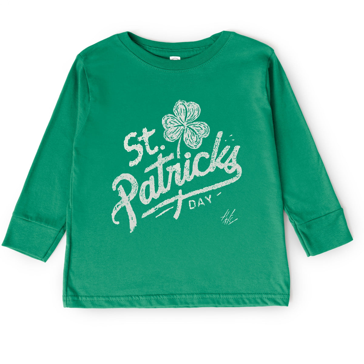 St. Patrick's Day Clover Cursive - Toddler Long Sleeve Graphic Tee