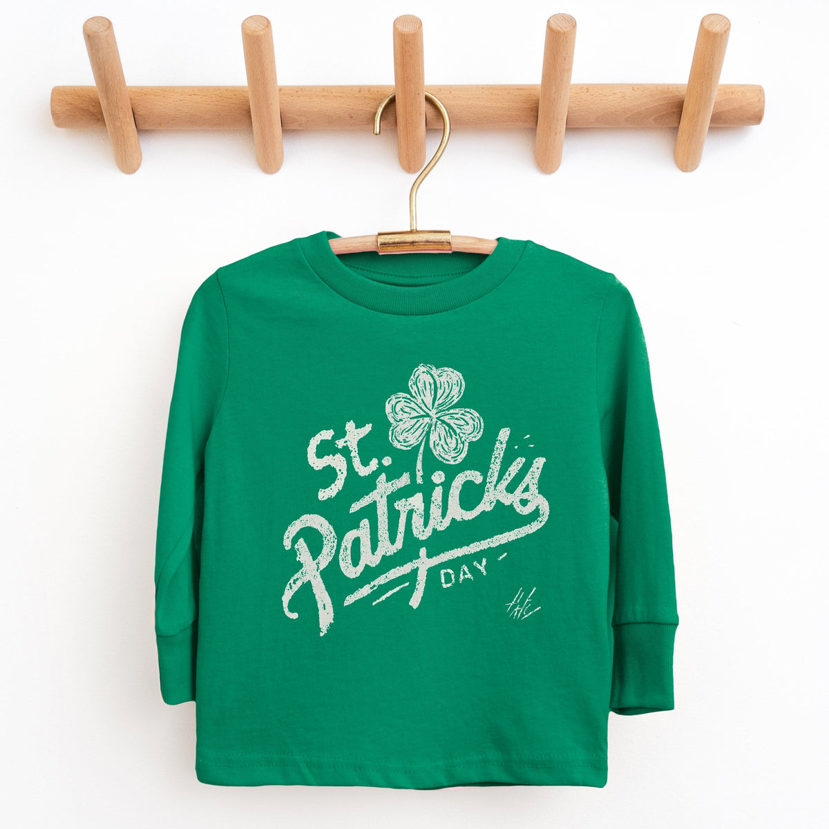 St. Patrick's Day Clover Cursive - Youth Long Sleeve Graphic T-Shirt