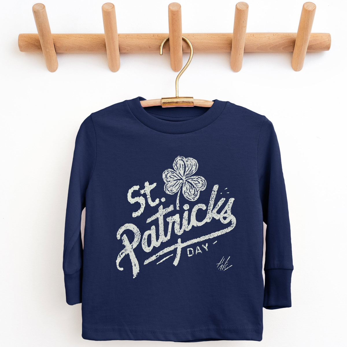 St. Patrick's Day Clover Cursive - Youth Long Sleeve Graphic T-Shirt
