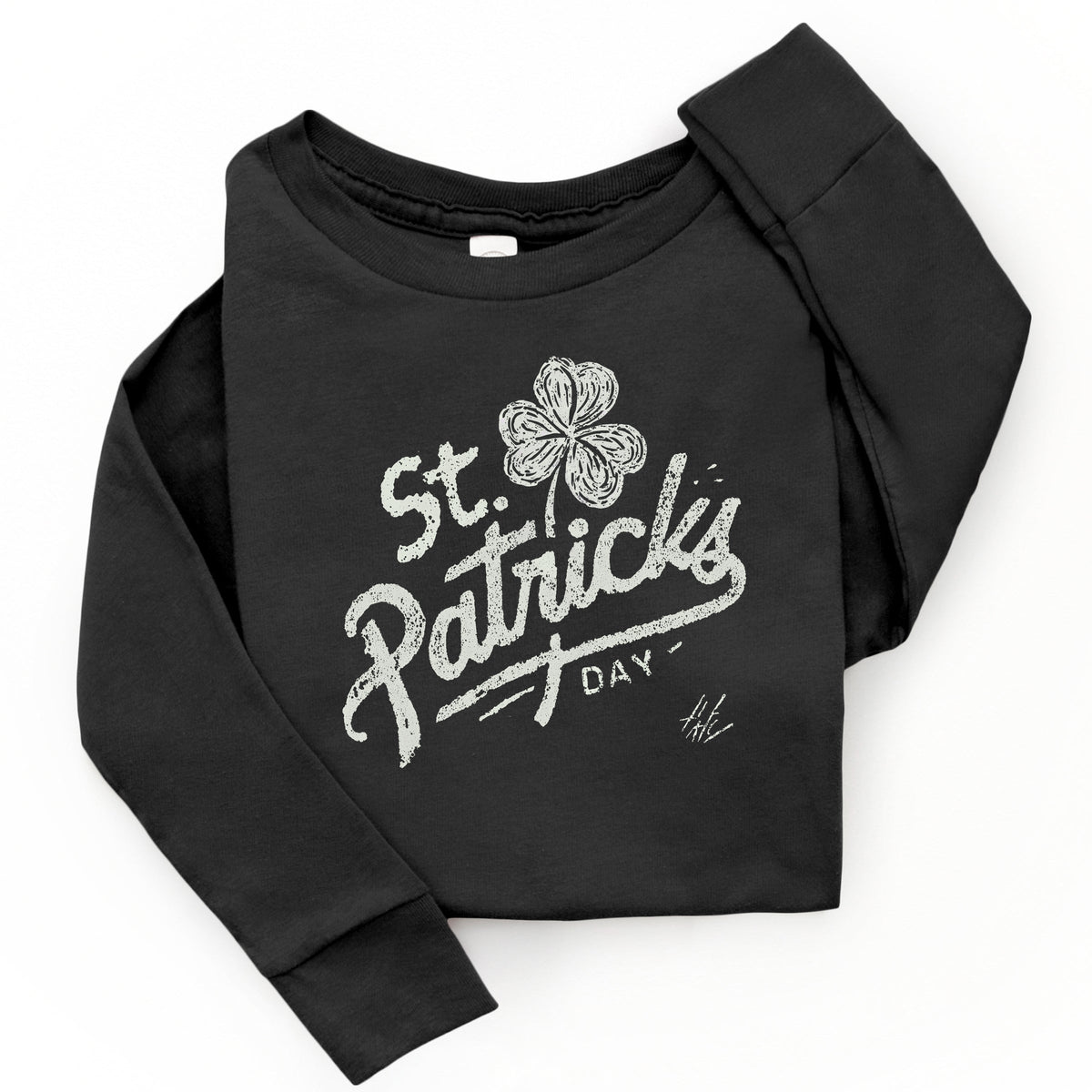 St. Patrick's Day Clover Cursive - Youth Long Sleeve Graphic T-Shirt