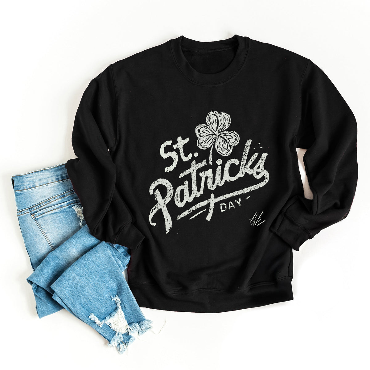 St. Patrick's Day Clover Cursive - Women's Graphic Sweatshirt