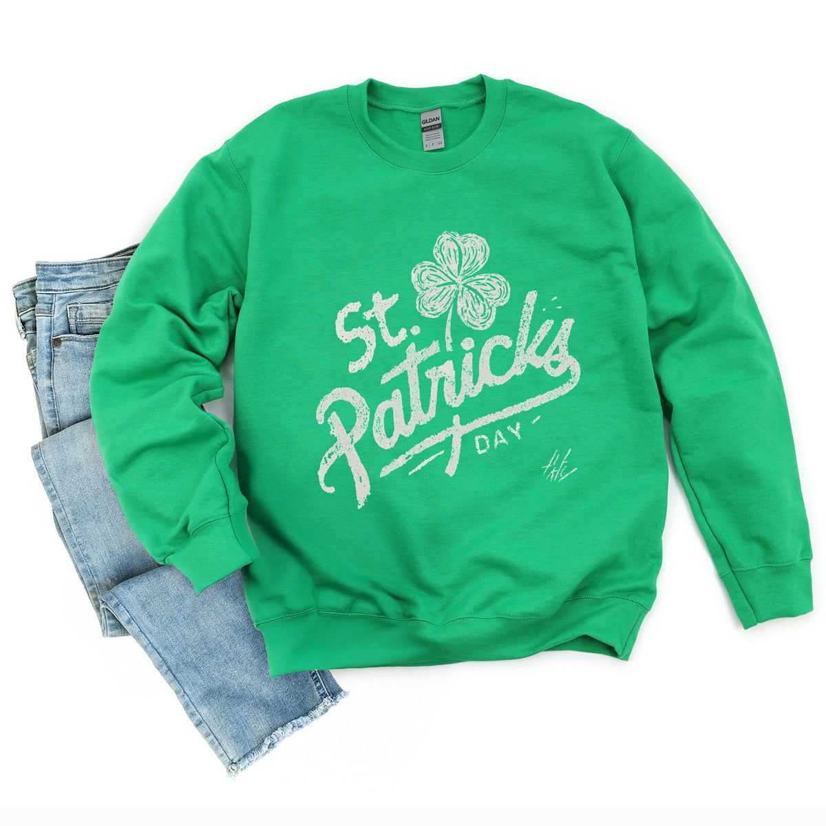 St. Patrick's Day Clover Cursive - Women's Graphic Sweatshirt