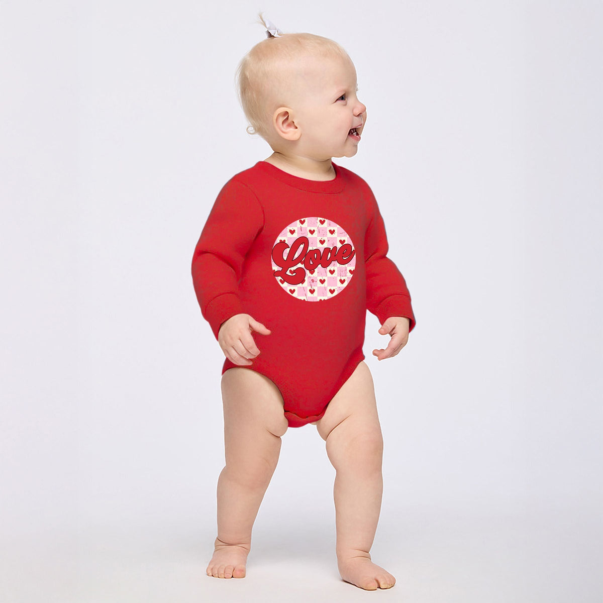 Retro Love Checkered Circle - Infant Fleece BodySuit