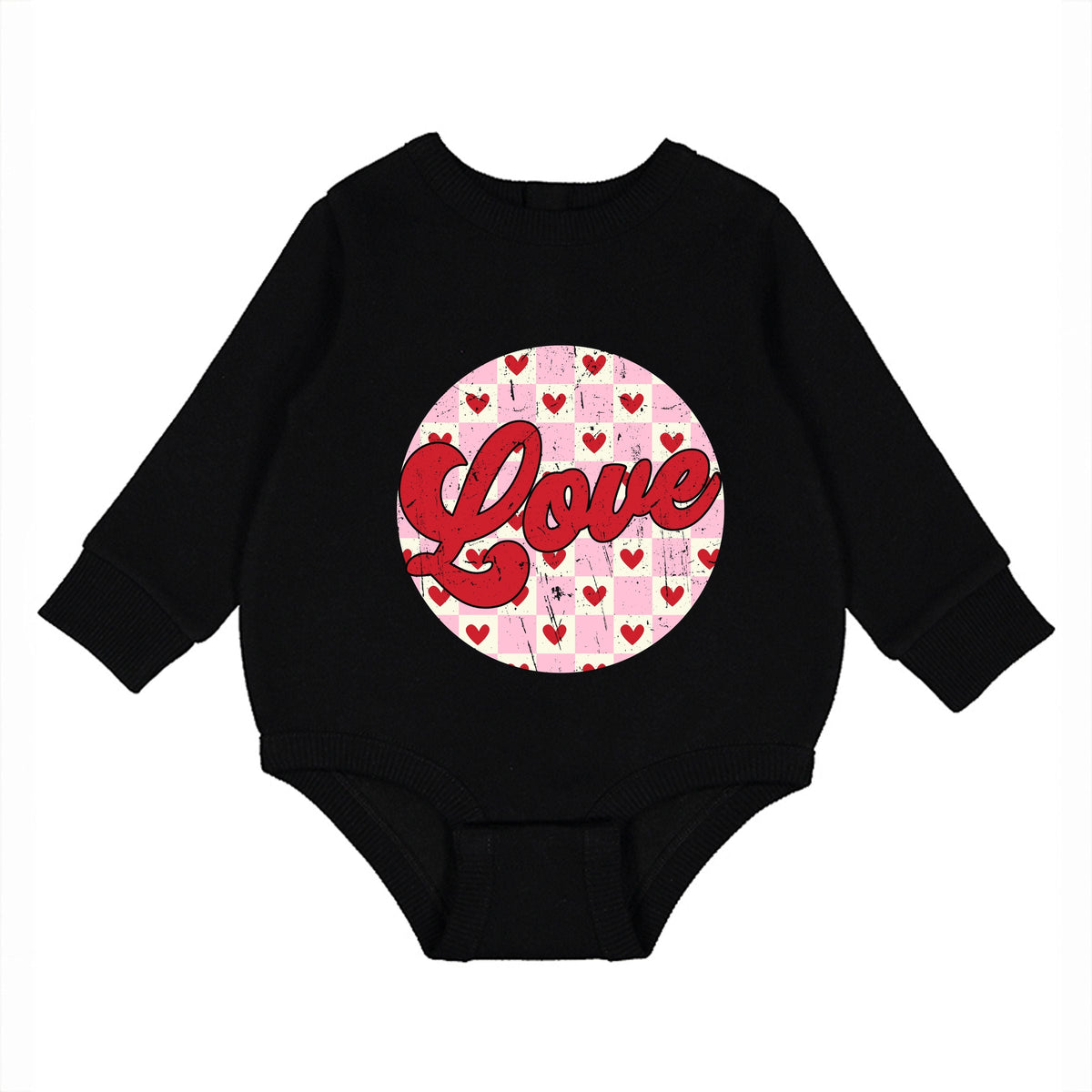 Retro Love Checkered Circle - Infant Fleece BodySuit