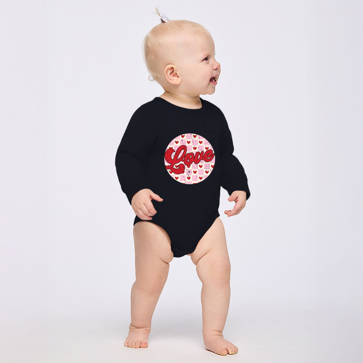 Retro Love Checkered Circle - Infant Fleece BodySuit