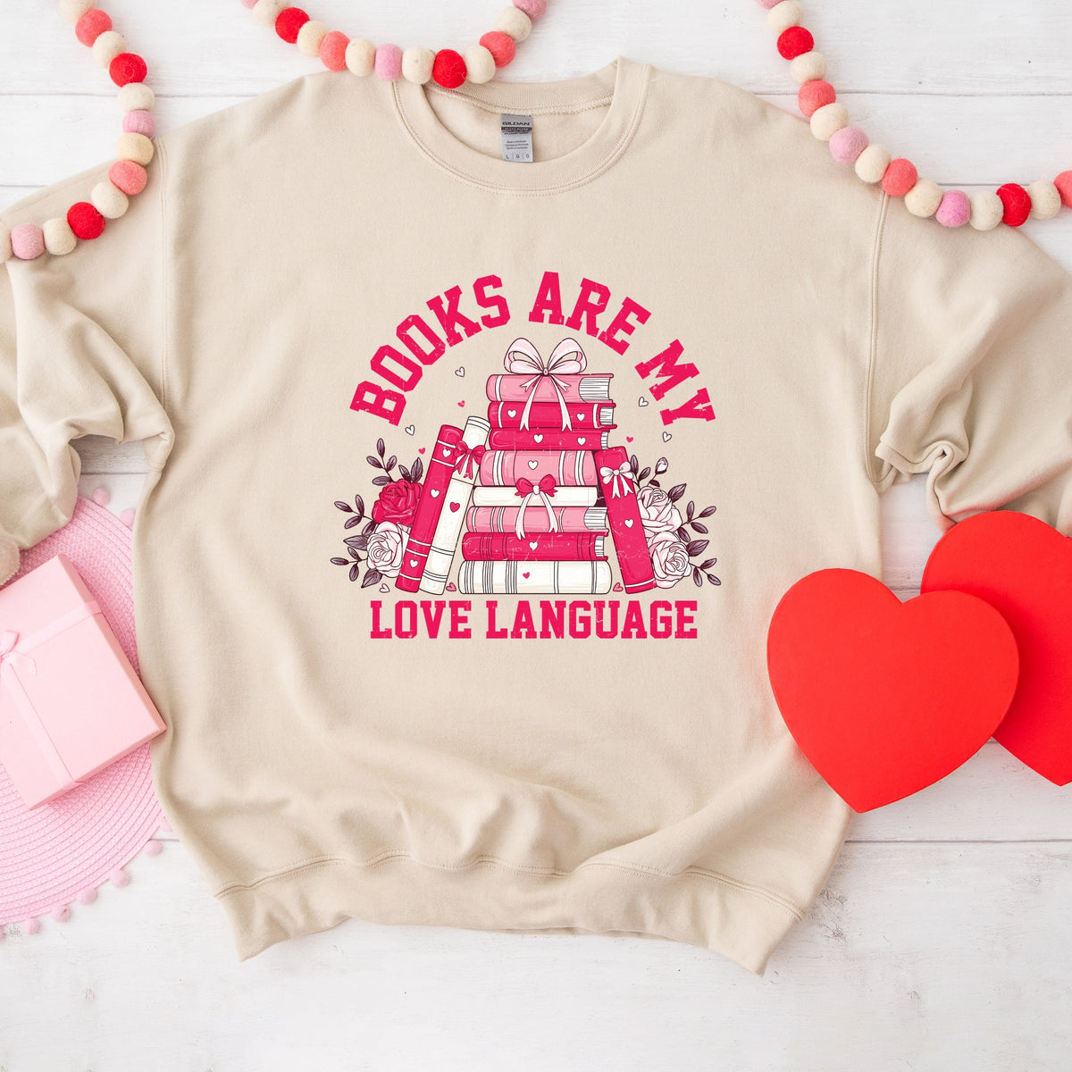 Books Are My Love Language Heart - Women's Graphic Sweatshirt
