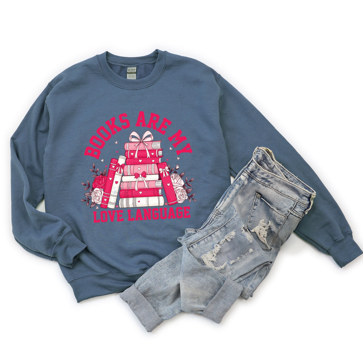 Books Are My Love Language Heart - Women's Graphic Sweatshirt