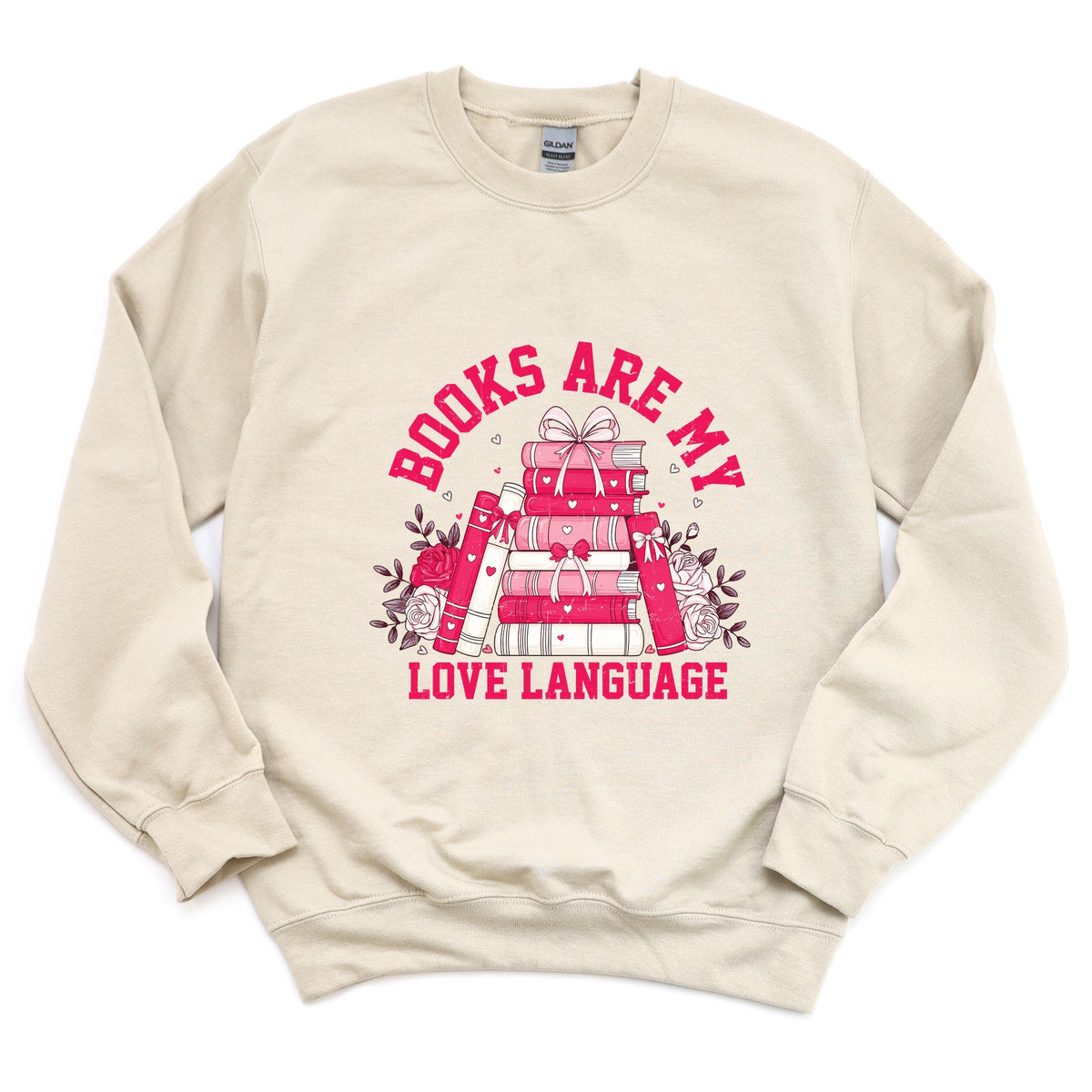 Books Are My Love Language Heart - Women's Graphic Sweatshirt