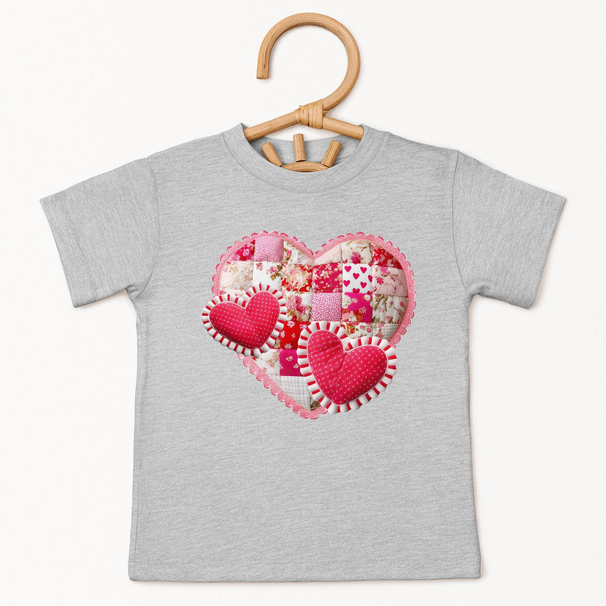 Hearts Patchwork Print - Toddler Short Sleeve Graphic T-Shirt