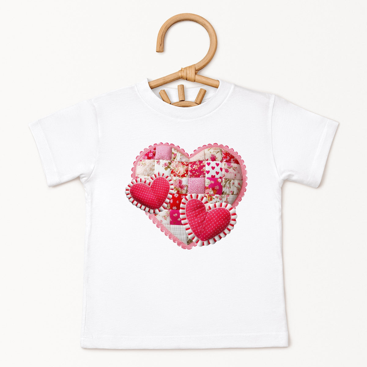 Hearts Patchwork Print - Toddler Short Sleeve Graphic T-Shirt