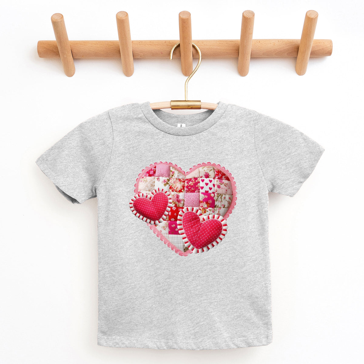 Hearts Patchwork Print - Youth Short Sleeve Graphic T-Shirt