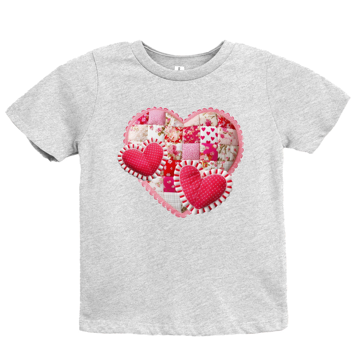 Hearts Patchwork Print - Youth Short Sleeve Graphic T-Shirt