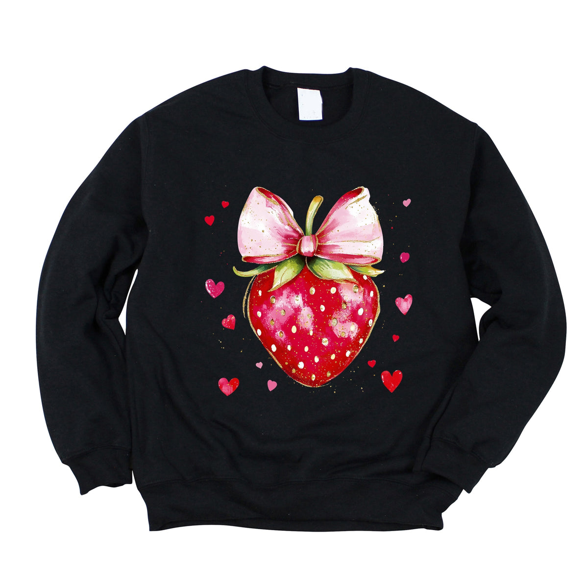 Coquette Strawberry Hearts Watercolor - Women's Graphic Sweatshirt