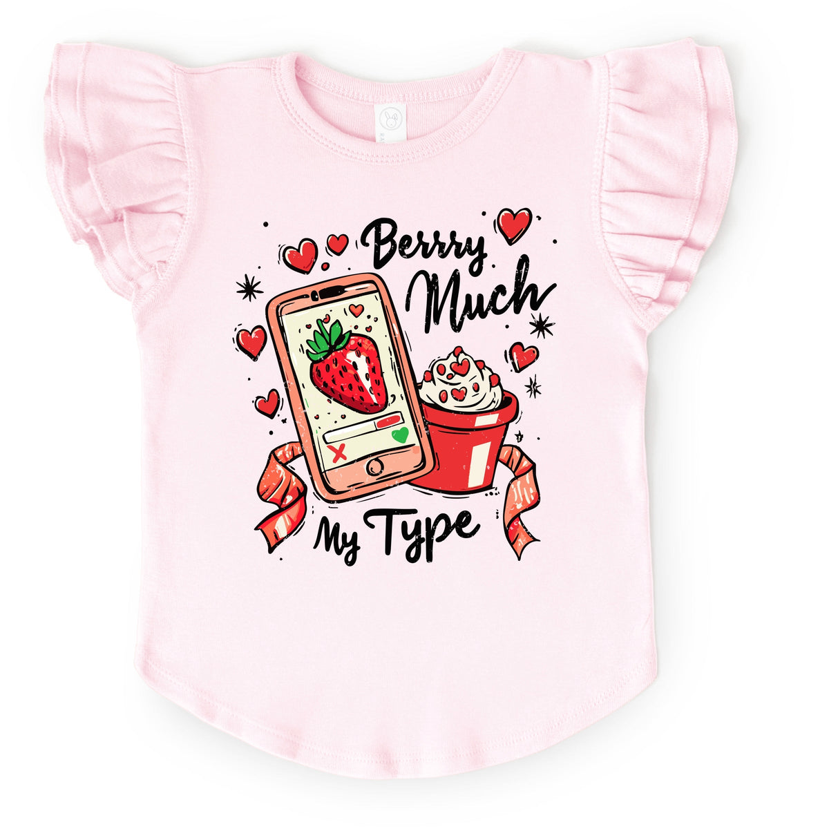 Berry Much My Type Strawberry - Flutter Sleeve Graphic T-Shirt