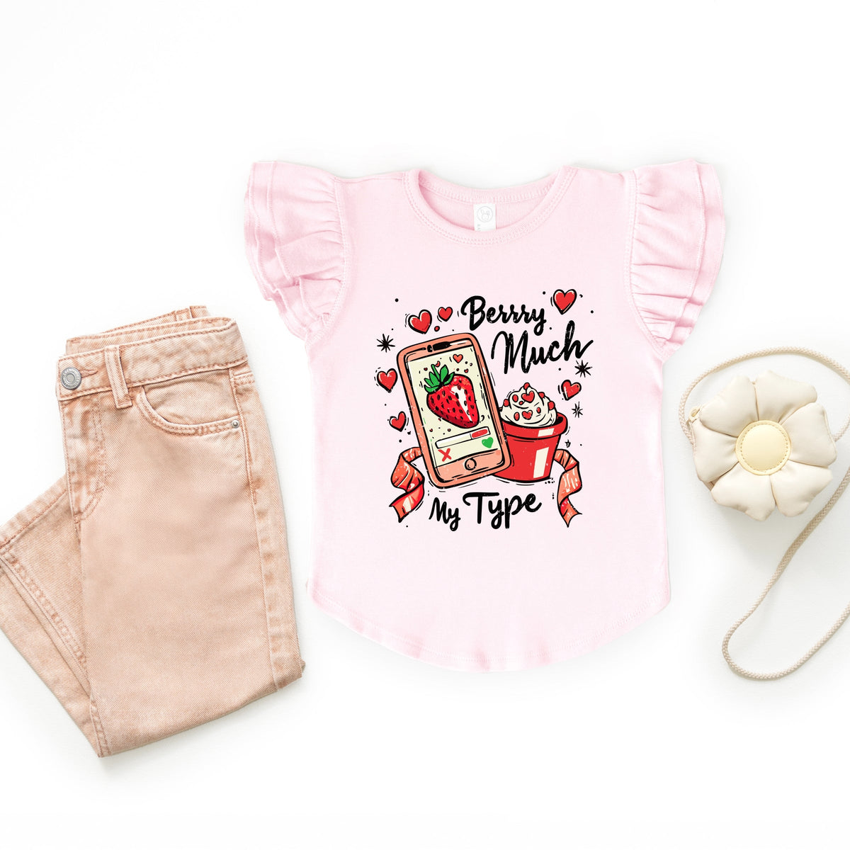 Berry Much My Type Strawberry - Flutter Sleeve Graphic T-Shirt