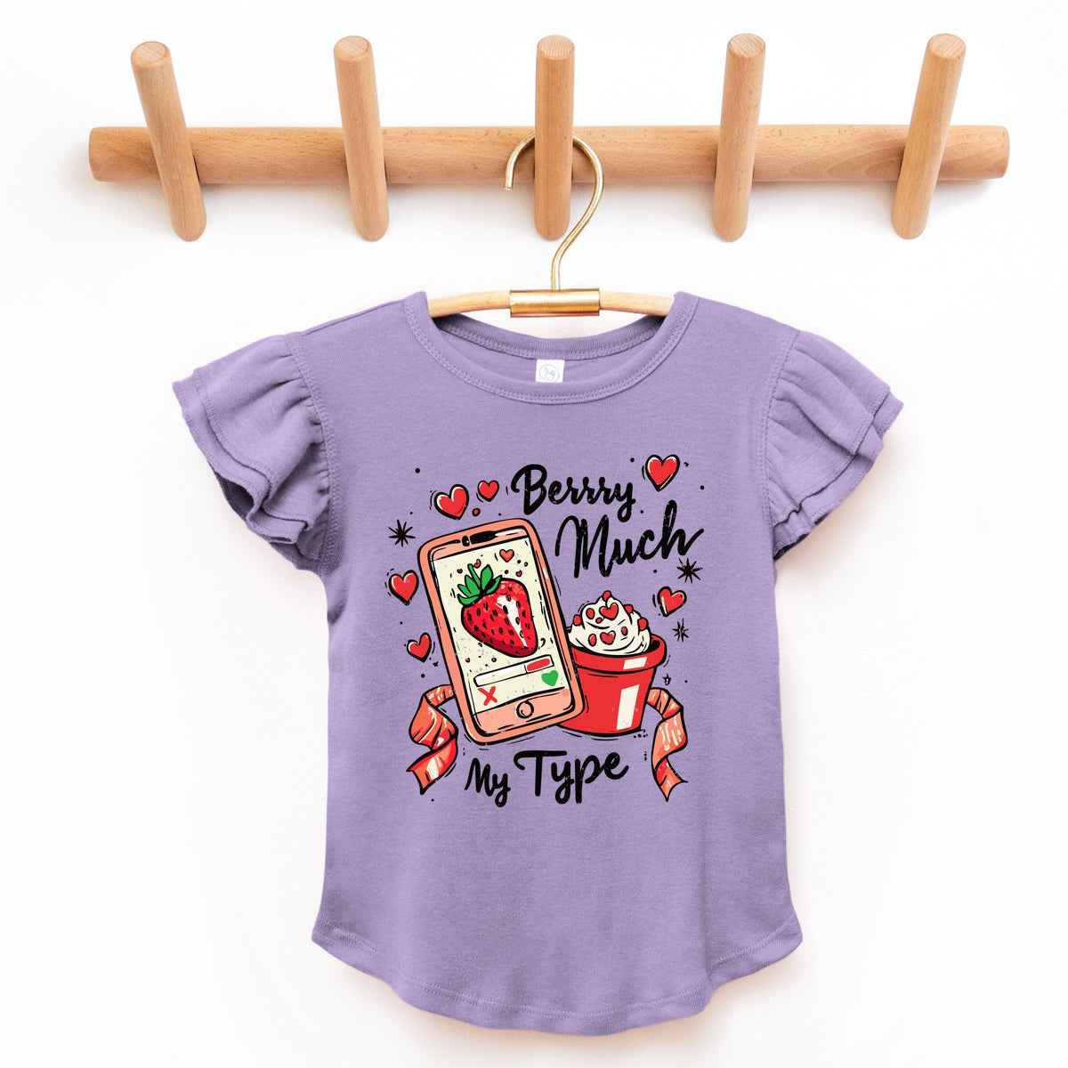 Berry Much My Type Strawberry - Flutter Sleeve Graphic T-Shirt