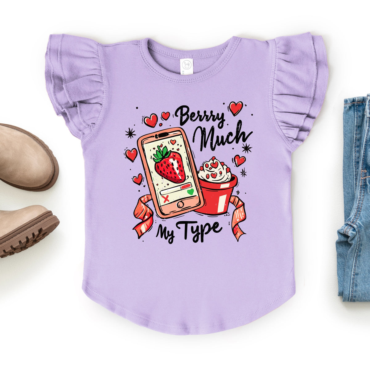 Berry Much My Type Strawberry - Flutter Sleeve Graphic T-Shirt