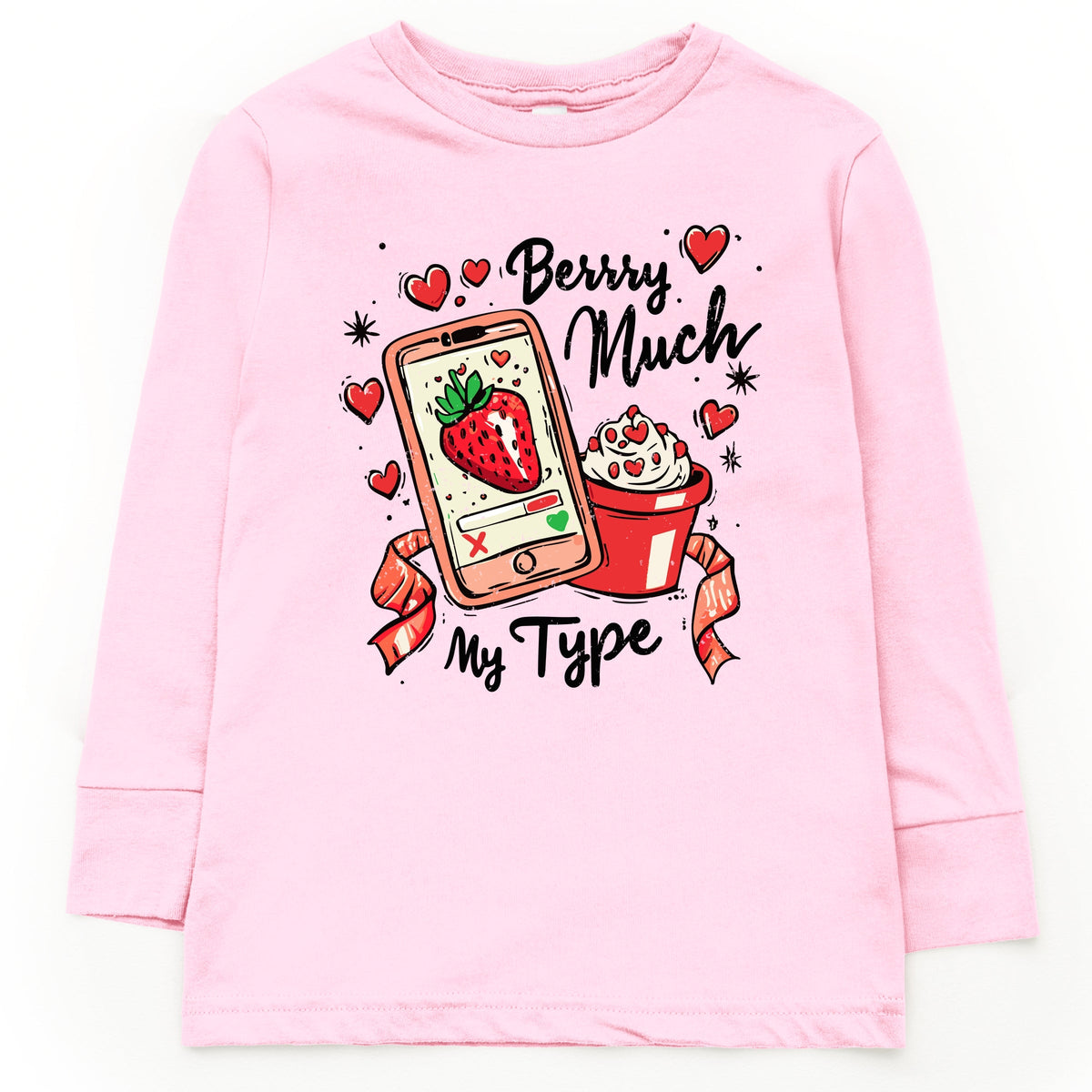 Berry Much My Type Strawberry - Youth Long Sleeve Graphic T-Shirt