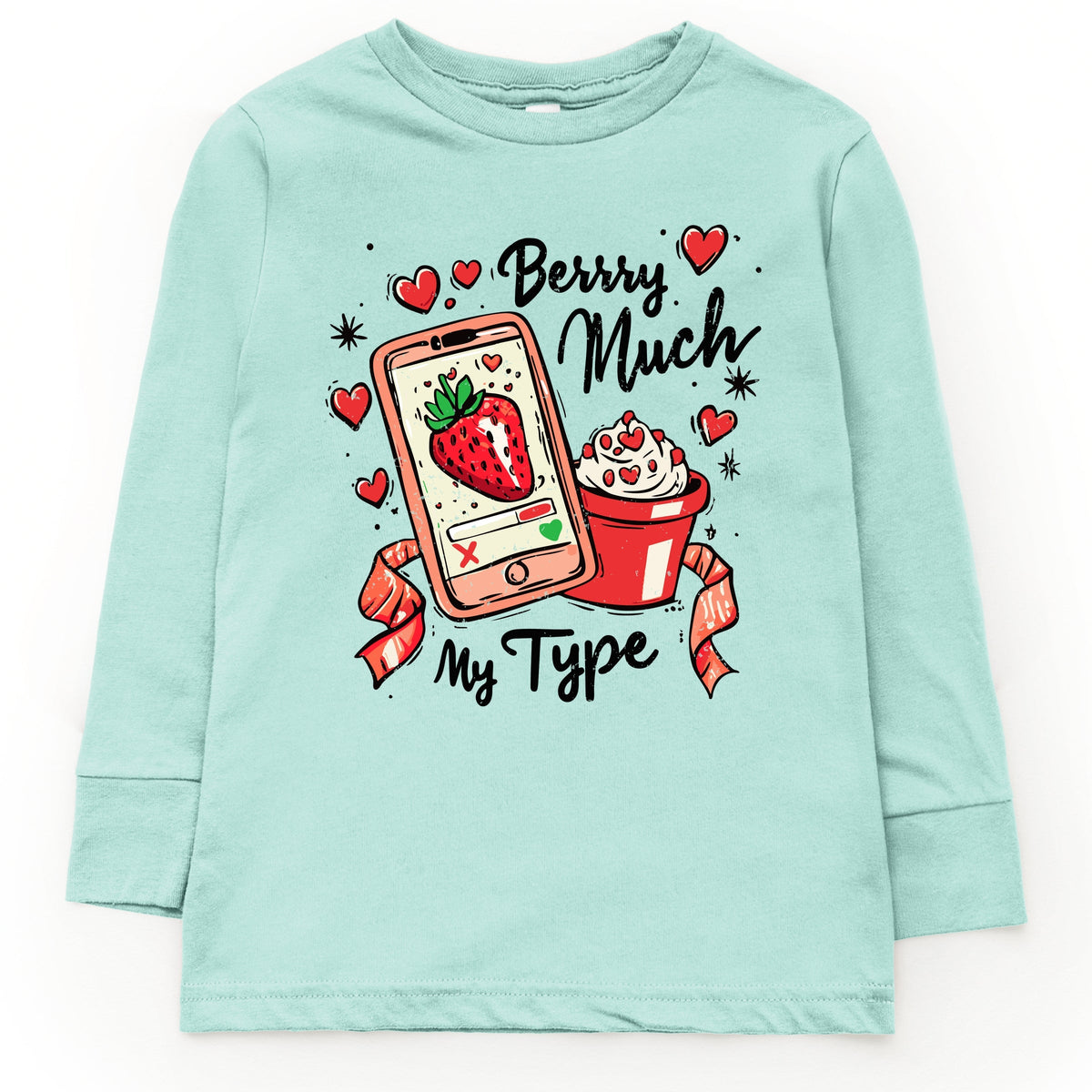 Berry Much My Type Strawberry - Youth Long Sleeve Graphic T-Shirt