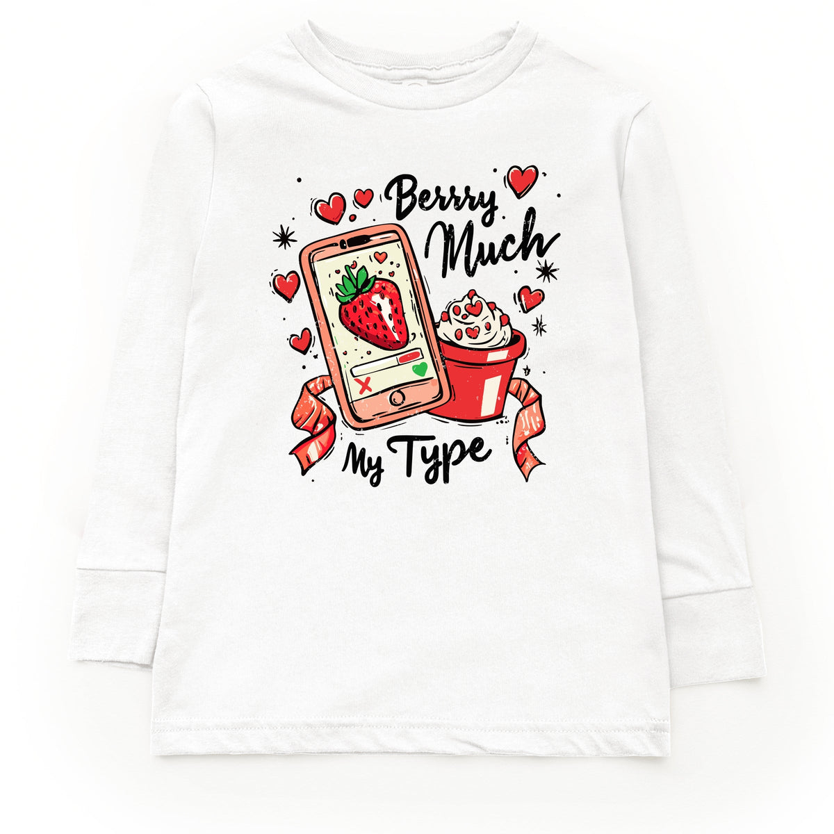 Berry Much My Type Strawberry - Youth Long Sleeve Graphic T-Shirt