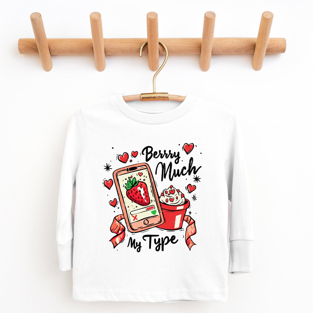 Berry Much My Type Strawberry - Youth Long Sleeve Graphic T-Shirt