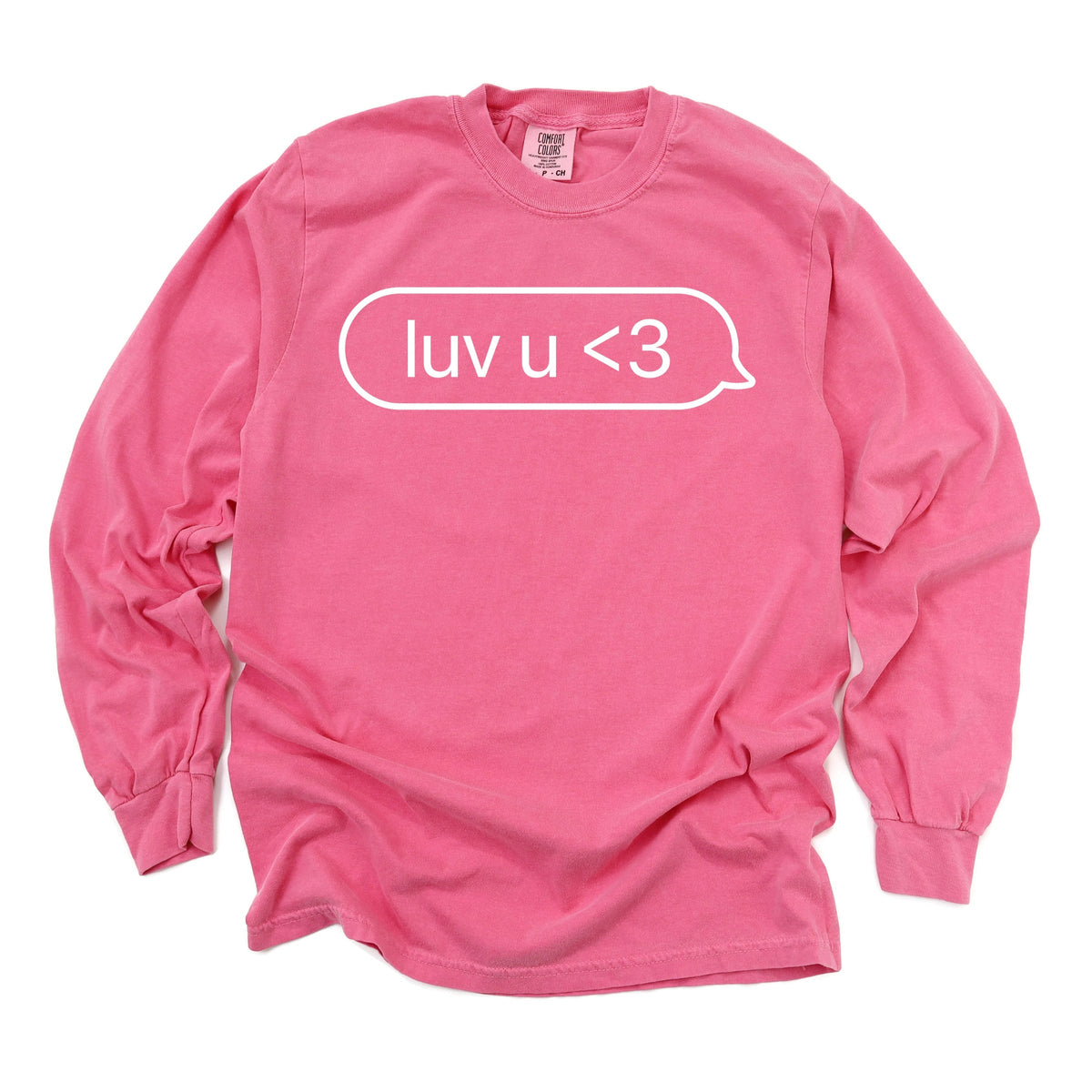 Luv U Text Message - Women's Garment Dyed Long Sleeve Graphic T-Shirt
