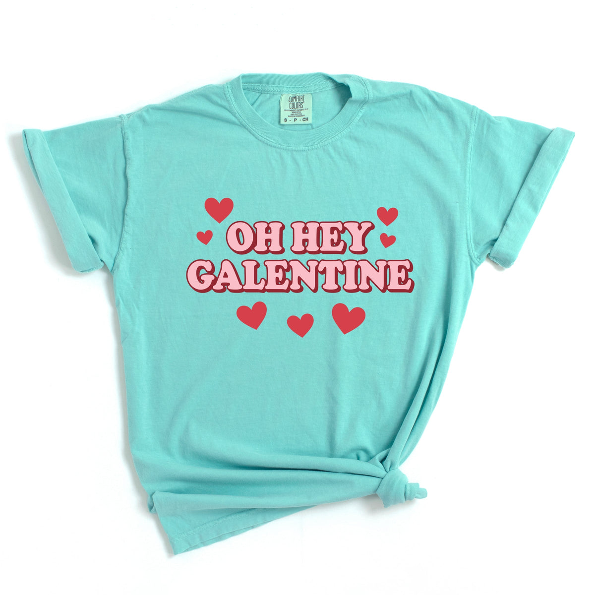Oh Hey Galentine Hearts - Women's Garment Dyed Graphic T-Shirt