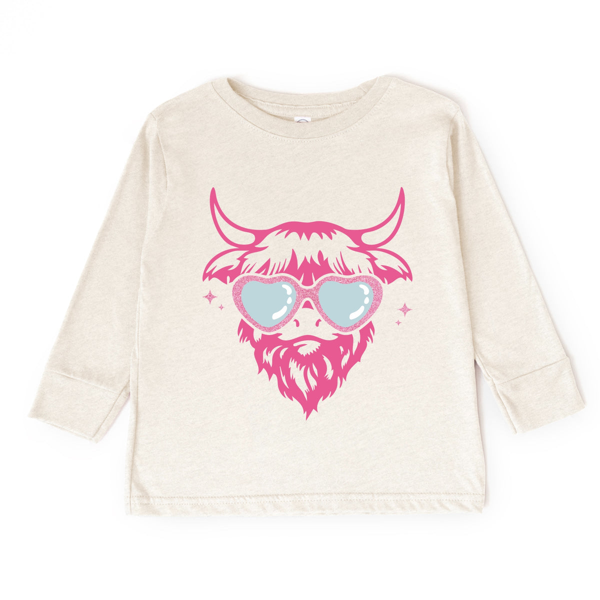 Cow Heart Glasses Glitter - Toddler Long Sleeve Graphic Tee