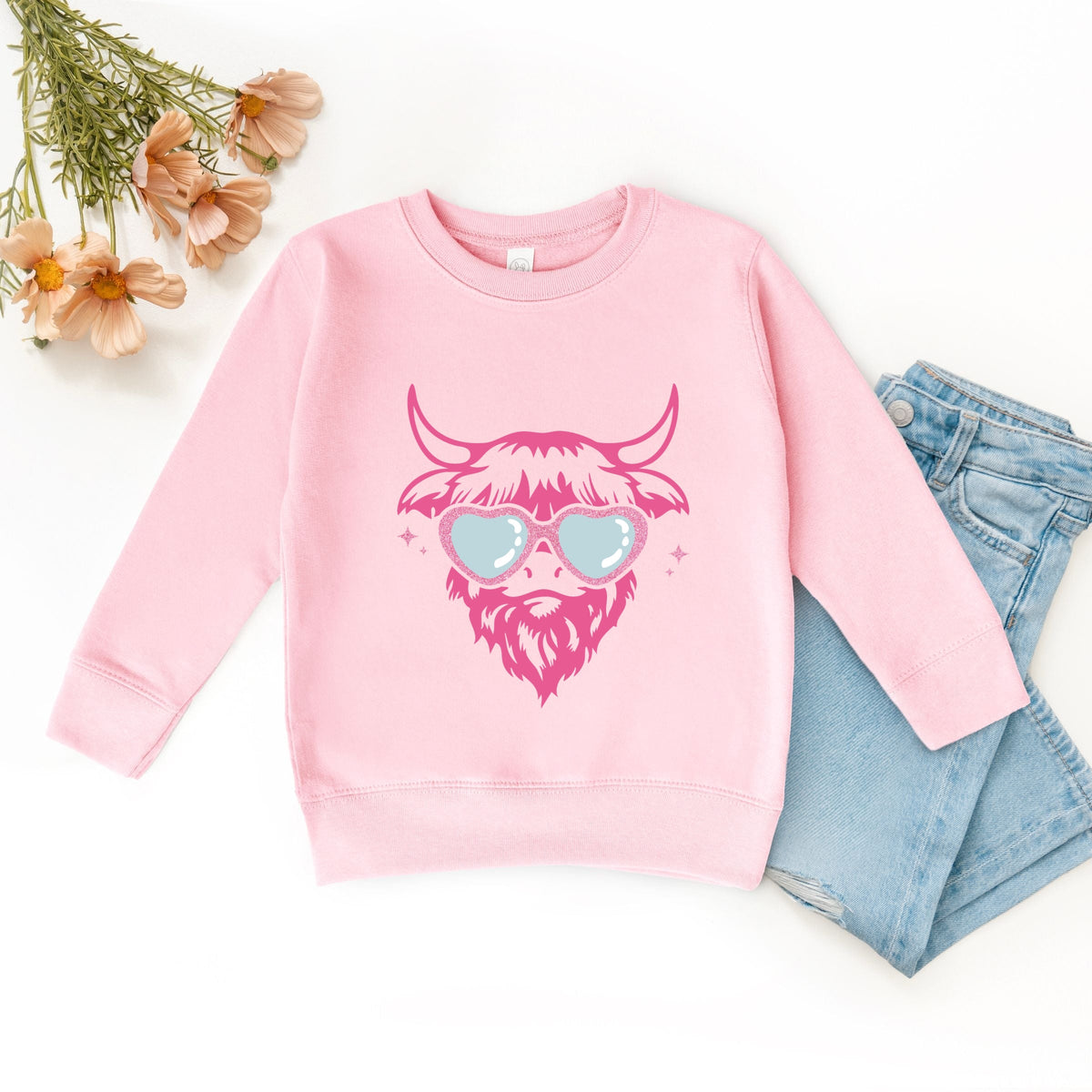 Cow Heart Glasses Glitter - Youth Graphic Sweatshirt